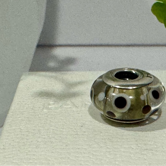 Authentic Retired Pandora White Bubbles Murano Glass Charm - Picture 10 of 12
